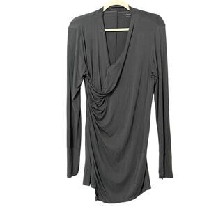 Nau Micro Modal Grey Ruched Long Sleeve Tunic Dress Womens S Athletic Bodycon